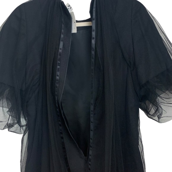 NWT Noir Kei Ninomiya Women's Black Tulle Overlay Wool Shift Dress Size Small - Picture 10 of 16